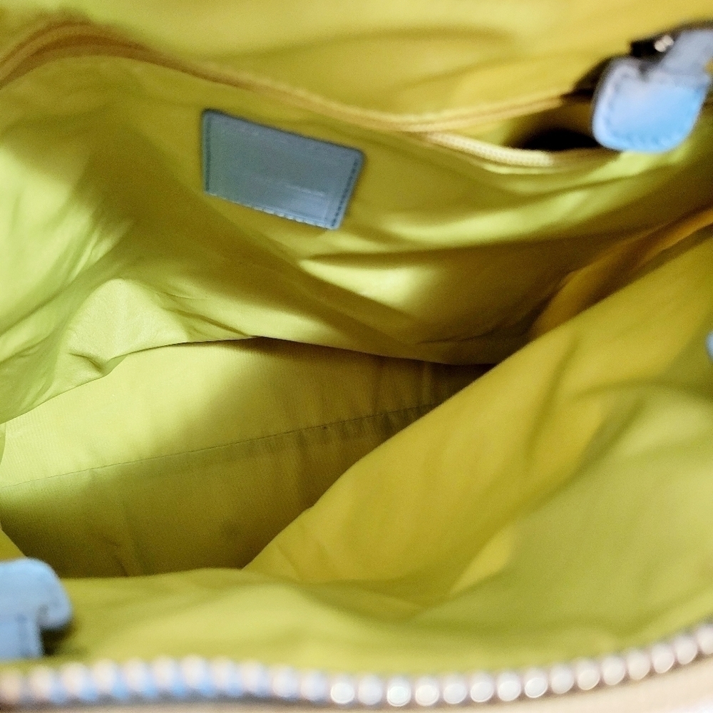 Cole Haan Tan & Blue Nylon Shoulder Tote Bag - Picture 12 of 13
